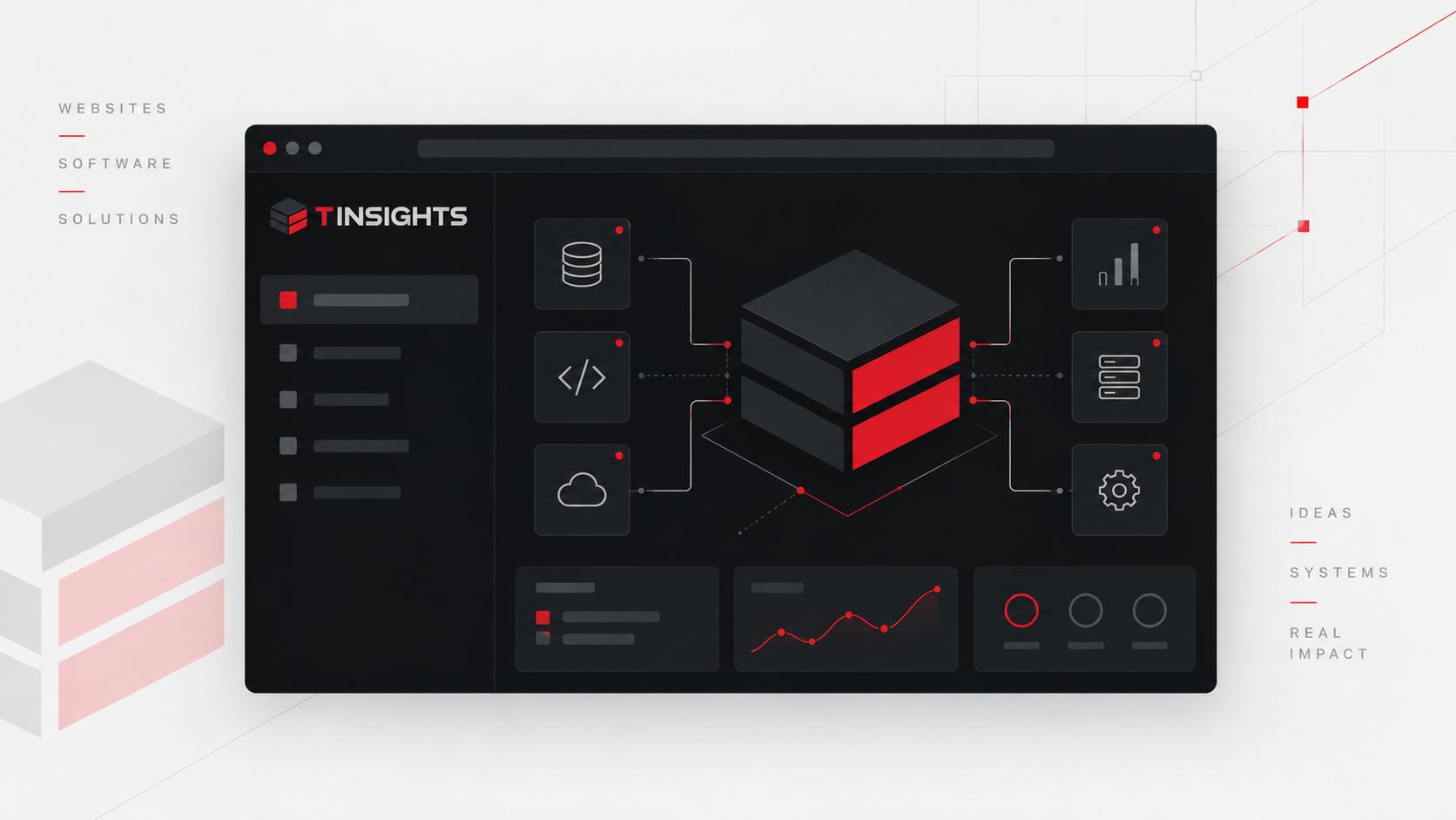 Tinsights-interface met appschermen, data en gekoppelde bedrijfsfuncties