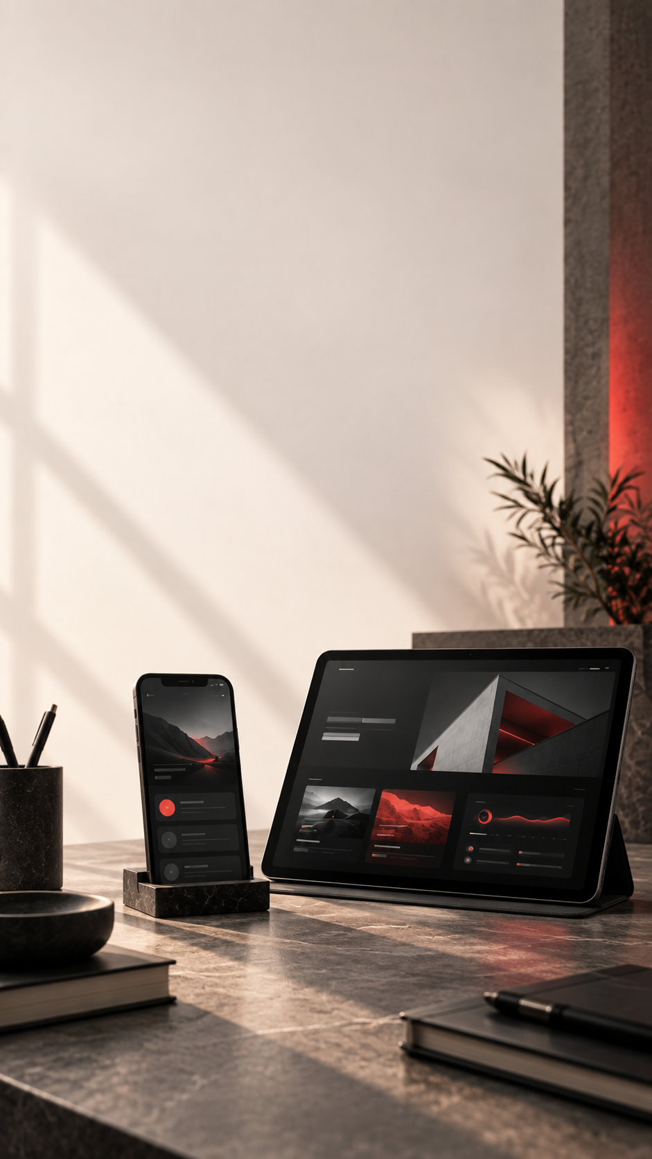 Mobiele app en dashboard op een moderne werkplek